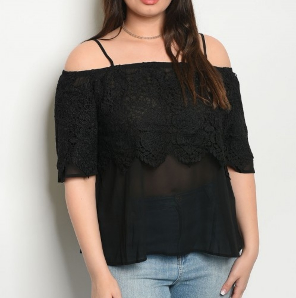 PLUS SIZE CHIFFON LACE TOP (3X)